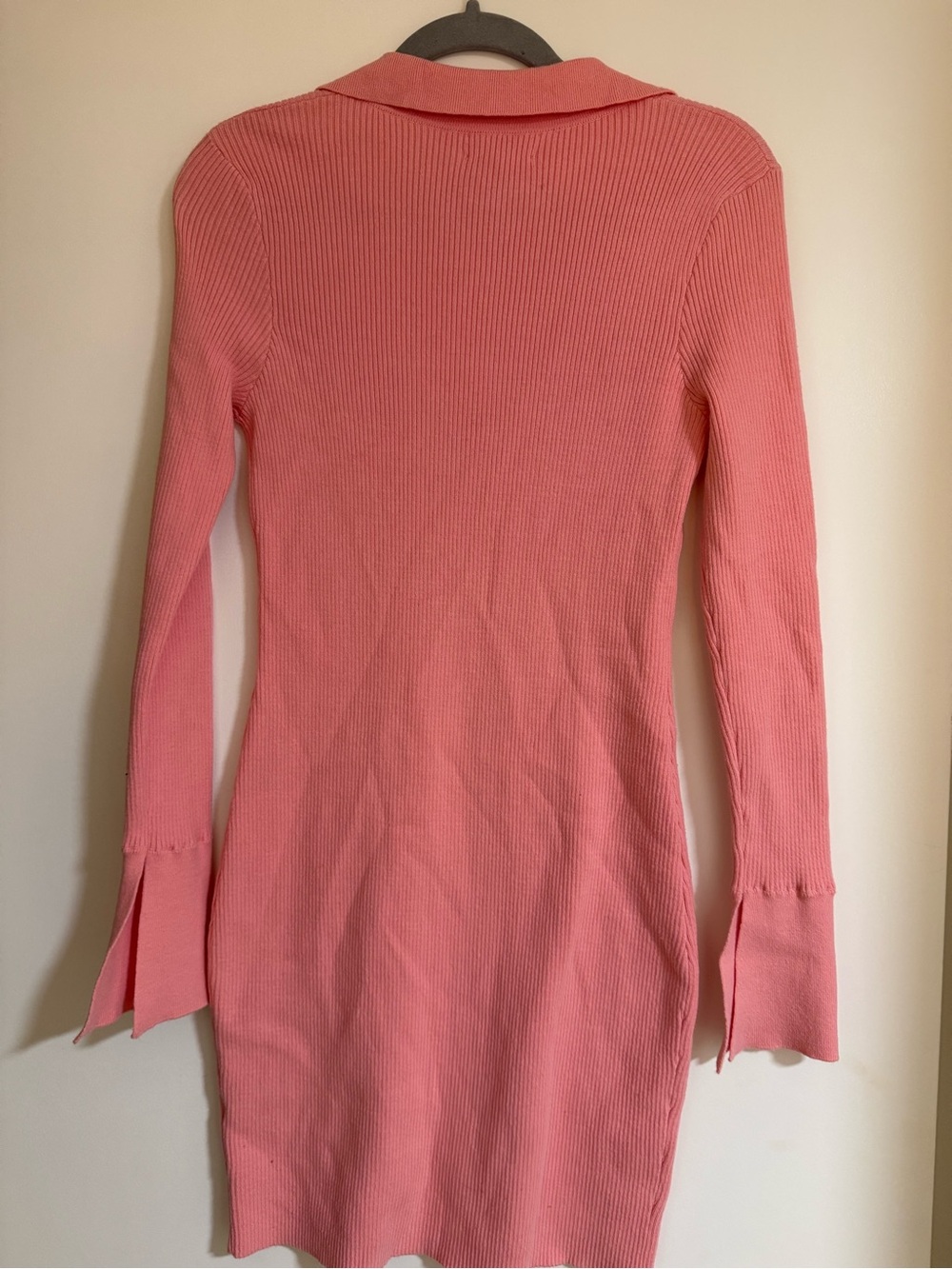 Open Edit Coral Pink Ribbed Polo Sweater Mini Dress M - Picture 2 of 9